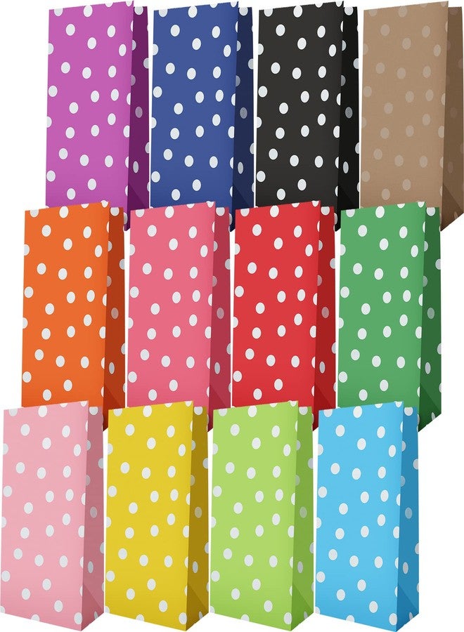 Zhehao 120 Pcs Party Favor Bags Goodie Bags Dot Party Bags Polka Dot Paper Bags 12 Colors Treat Bags Paper Goody Bags Small Gift Bags for Kids Birthday Wedding Supplies, 5.1 x 3.1 x 9.4 Inch, Colorful - Image 1